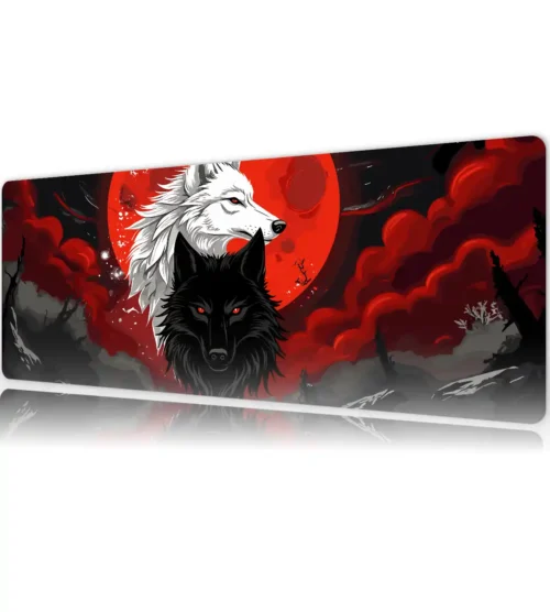 MK Wolf Gaming oyuncu Mousepad Kaydırmaz Kauçuk Dikişli Kenar 90×40 cm Mousepad
