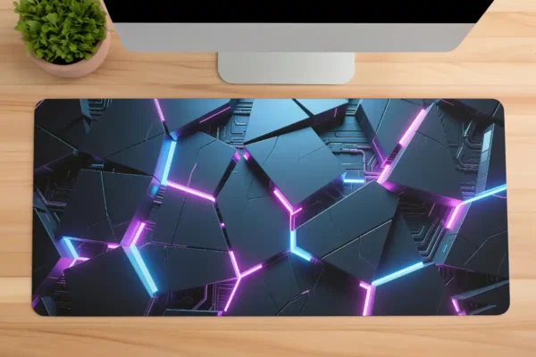 etsy59dikdortgen1 Neon Grid Gaming oyuncu Mousepad Kaydırmaz Kauçuk Dikişli Kenar 90×40 cm Mousepad