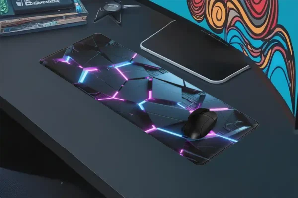 etsy59dikdortgen4 Neon Grid Gaming oyuncu Mousepad Kaydırmaz Kauçuk Dikişli Kenar 90×40 cm Mousepad