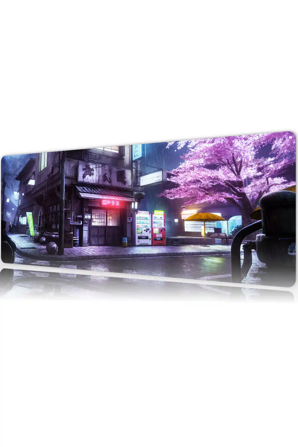 Rain Neon Rain & Sakura Gaming oyuncu Mousepad Kaydırmaz Kauçuk Dikişli Kenar 80x30 cm Mousepad
