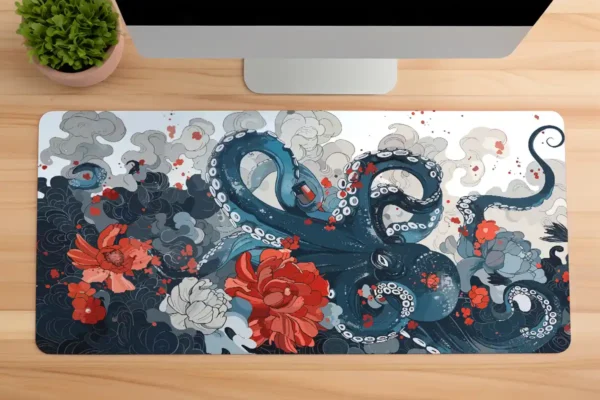 etsy64dikdortgen1 Octoflora Gaming oyuncu Mousepad Kaydırmaz Kauçuk Dikişli Kenar 80x30 cm Mousepad