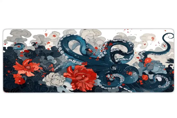 etsy64dikdortgen3 Octoflora Gaming oyuncu Mousepad Kaydırmaz Kauçuk Dikişli Kenar 80x30 cm Mousepad