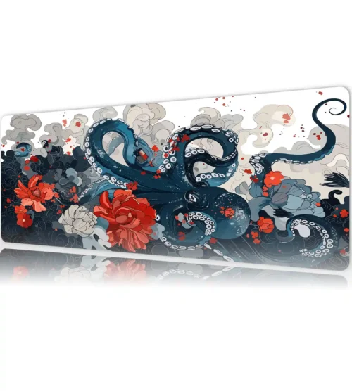 Octoflora Gaming oyuncu Mousepad Kaydırmaz Kauçuk Dikişli Kenar 80x30 cm Mousepad
