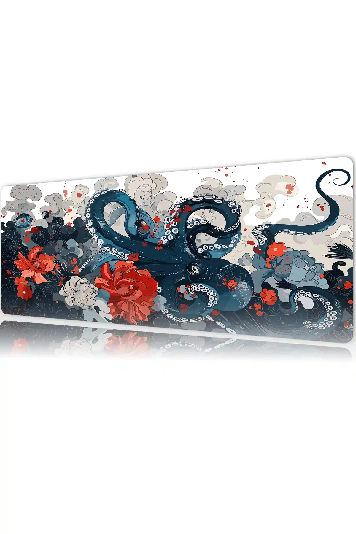 etsy64dikdortgen5 Octoflora Gaming oyuncu Mousepad Kaydırmaz Kauçuk Dikişli Kenar 80x30 cm Mousepad
