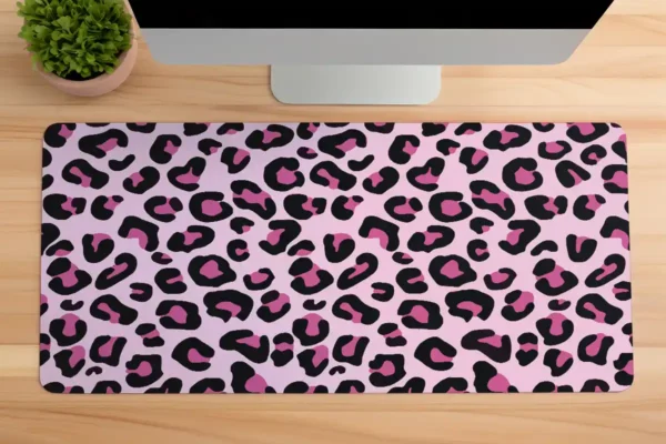 etsy67dikdortgen1 Pink Leopar Gaming oyuncu Mousepad Kaydırmaz Kauçuk Dikişli Kenar 80x30 cm Mousepad