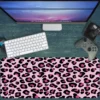 etsy67dikdortgen2 Pink Leopar Gaming oyuncu Mousepad Kaydırmaz Kauçuk Dikişli Kenar 80x30 cm Mousepad