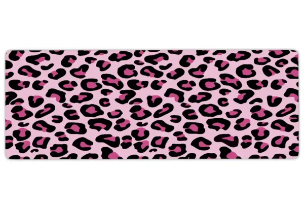 etsy67dikdortgen3 Pink Leopar Gaming oyuncu Mousepad Kaydırmaz Kauçuk Dikişli Kenar 80x30 cm Mousepad