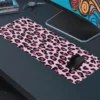etsy67dikdortgen4 Pink Leopar Gaming oyuncu Mousepad Kaydırmaz Kauçuk Dikişli Kenar 80x30 cm Mousepad