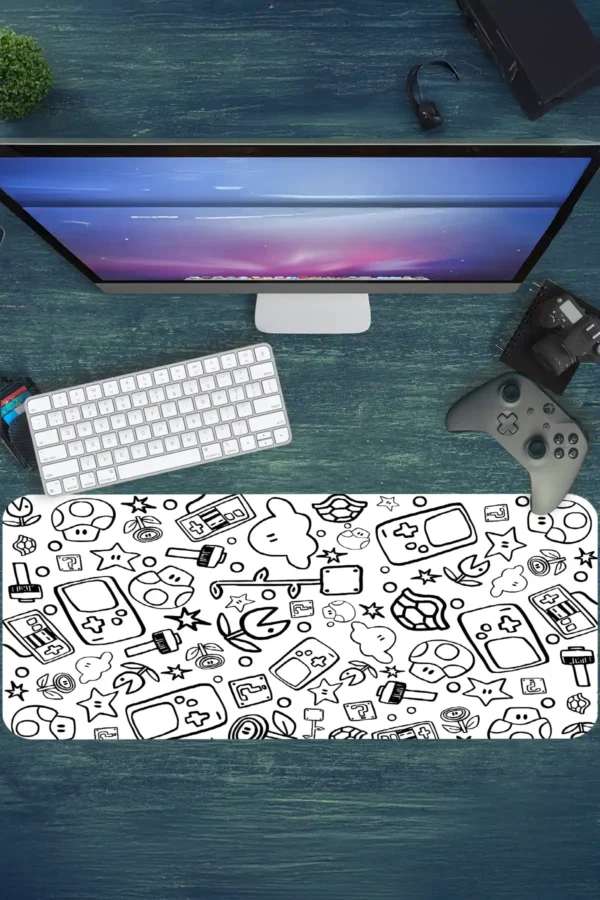 Retro Quest Gaming oyuncu Mousepad Kaydırmaz Kauçuk Dikişli Kenar 70x30 cm Mousepad