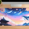 sakura1etsy48dikdortgen1 Galactic Sakura Gaming oyuncu Mousepad Kaydırmaz Kauçuk Dikişli Kenar 90×40 cm Mousepad