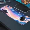 sakura1etsy48dikdortgen4 Galactic Sakura Gaming oyuncu Mousepad Kaydırmaz Kauçuk Dikişli Kenar 90×40 cm Mousepad