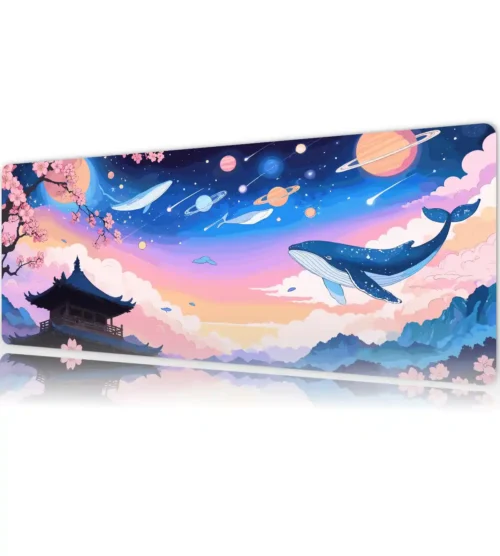 Galactic Sakura Gaming oyuncu Mousepad Kaydırmaz Kauçuk Dikişli Kenar 90×40 cm Mousepad