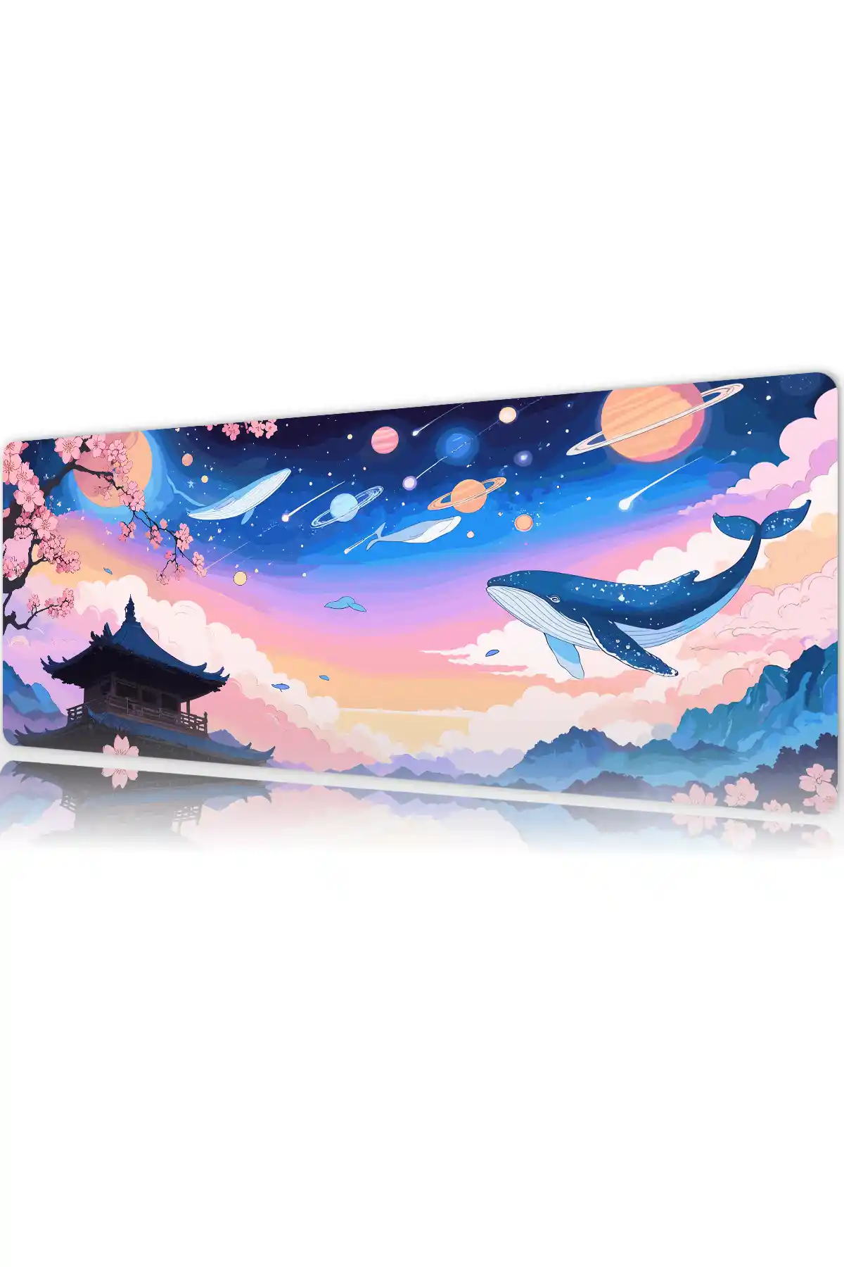 Galactic Sakura Gaming oyuncu Mousepad Kaydırmaz Kauçuk Dikişli Kenar 80x30 cm Mousepad