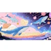 sakura2etsy48dikdortgen3 Galactic Whales Gaming oyuncu Mousepad Kaydırmaz Kauçuk Dikişli Kenar 90×40 cm Mousepad