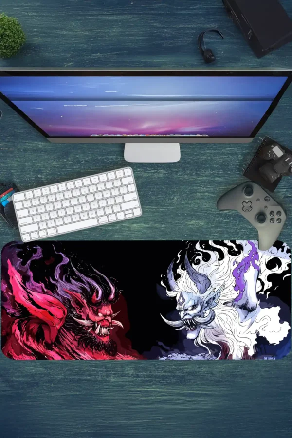 tarz1etsy80dikdortgen2 The Clash of Oni's V1 Gaming oyuncu Mousepad Kaydırmaz Kauçuk Dikişli Kenar 80x30 cm Mousepad