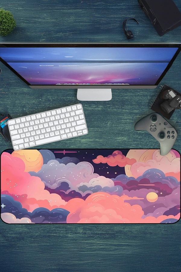 Dreamscape Sky Gaming oyuncu Mousepad Kaydırmaz Kauçuk Dikişli Kenar 70x30cm Mousepad