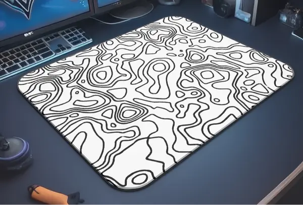 KK-03 (3) Monochrome Lines Gaming Oyuncu XL Mouse Pad Kaydırmaz Dikişli Mousepad 40x30 3mm