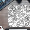 KK-03 (4) Monochrome Lines Gaming Oyuncu XL Mouse Pad Kaydırmaz Dikişli Mousepad 40x30 3mm