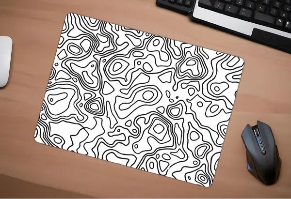 KK-03 (5) Monochrome Lines Gaming Oyuncu XL Mouse Pad Kaydırmaz Dikişli Mousepad 40x30 3mm