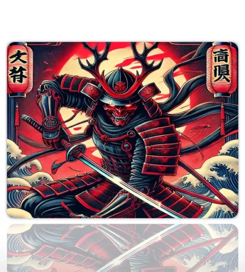 KK-35KARE.1 Demon Samurai Gaming Oyuncu XL Mouse Pad Kaydırmaz Dikişli Mousepad 48x40 4mm