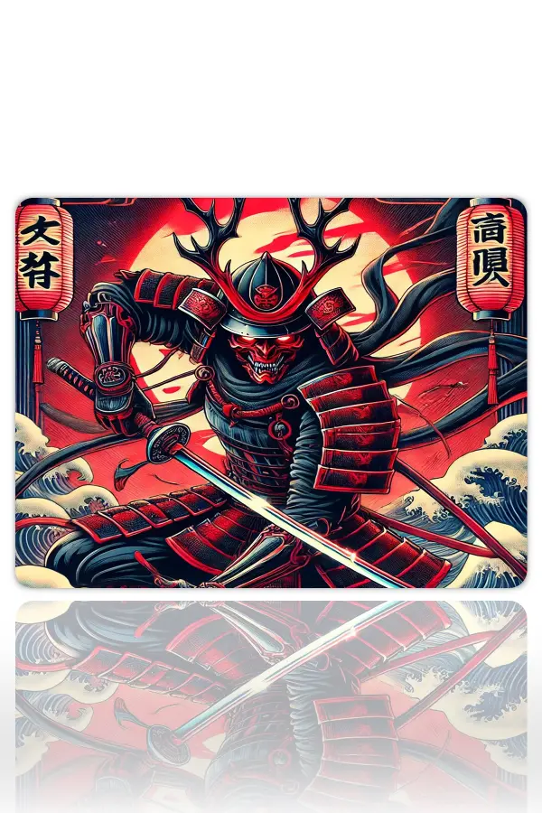 Demon Samurai Gaming Oyuncu XL Mouse Pad Kaydırmaz Dikişli Mousepad 40x30  3 mm