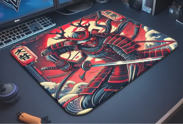 Demon Samurai Gaming Oyuncu XL Mouse Pad Kaydırmaz Dikişli Mousepad 40x30  3 mm