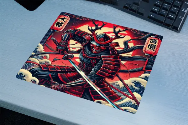 Demon Samurai Gaming Oyuncu XL Mouse Pad Kaydırmaz Dikişli Mousepad 40x30  3 mm