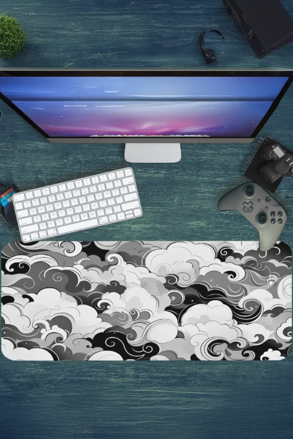 Grey Clouds Gaming oyuncu Mousepad Kaydırmaz Kauçuk Dikişli Kenar 70x30 cm Mousepad