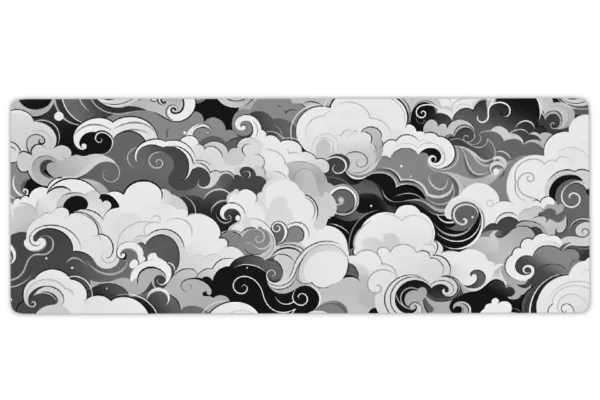 Grey Clouds Gaming oyuncu Mousepad Kaydırmaz Kauçuk Dikişli Kenar 70x30 cm Mousepad