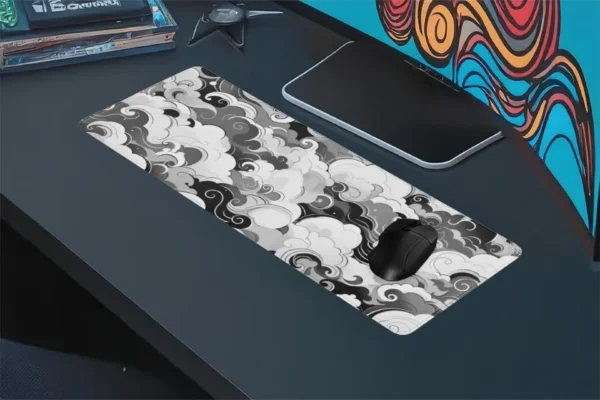 Grey Clouds Gaming oyuncu Mousepad Kaydırmaz Kauçuk Dikişli Kenar 70x30 cm Mousepad