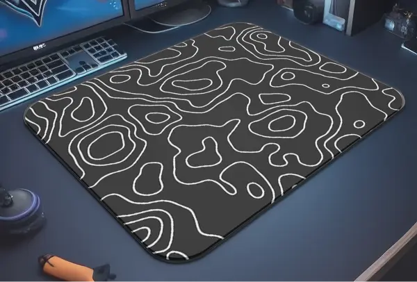 Topographic Flow  Gaming Oyuncu XL Mouse Pad Kaydırmaz Dikişli Mousepad 48x40 4mm
