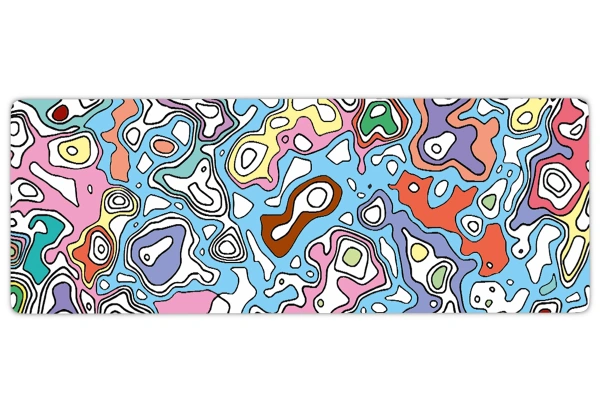 Neon Topography Gaming oyuncu Mousepad Kaydırmaz Kauçuk Dikişli Kenar 70x30 cm Mousepad