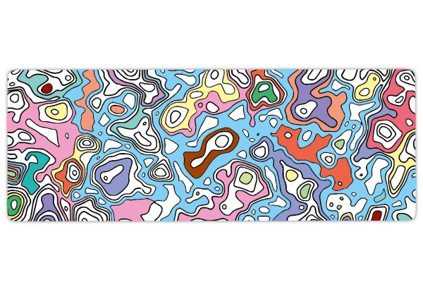 Neon Topography Gaming oyuncu Mousepad Kaydırmaz Kauçuk Dikişli Kenar 70x30 cm Mousepad