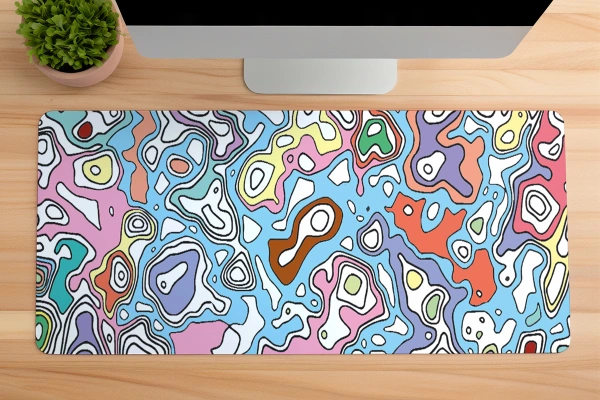 Neon Topography Gaming oyuncu Mousepad Kaydırmaz Kauçuk Dikişli Kenar 70x30 cm Mousepad