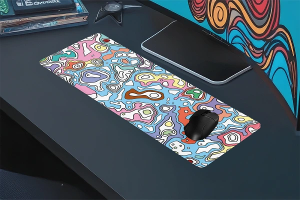 Neon Topography Gaming oyuncu Mousepad Kaydırmaz Kauçuk Dikişli Kenar 70x30 cm Mousepad