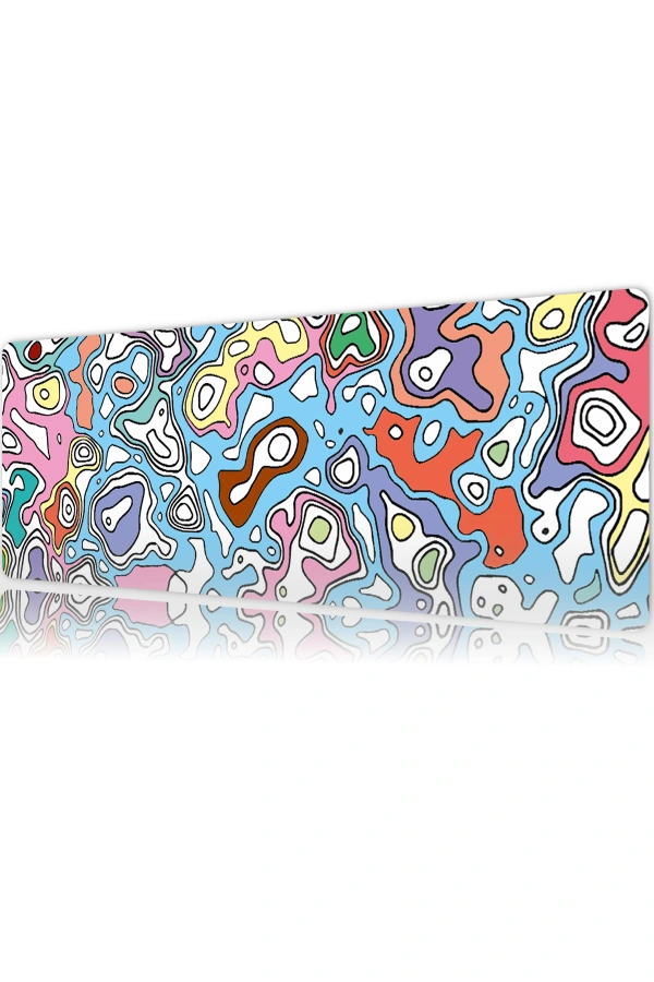 Neon Topography Gaming oyuncu Mousepad Kaydırmaz Kauçuk Dikişli Kenar 70x30 cm Mousepad