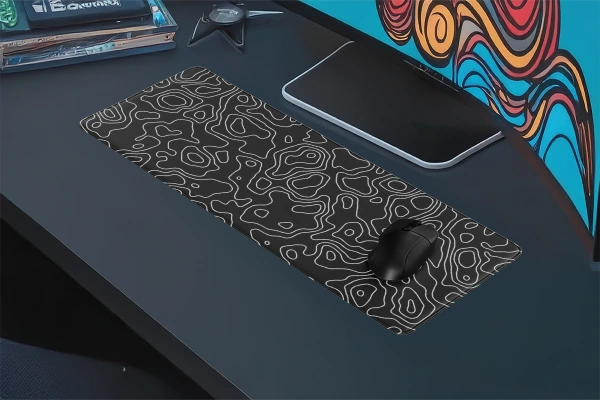 Topographic Flow Gaming oyuncu Mousepad Kaydırmaz Kauçuk Dikişli Kenar 70x30 cm Mousepad