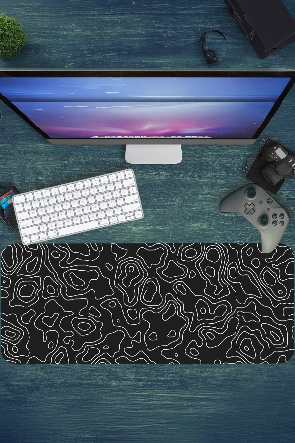Topographic Flow Gaming oyuncu Mousepad Kaydırmaz Kauçuk Dikişli Kenar 70x30 cm Mousepad