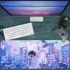 Silent Rain in Tokyo Gaming oyuncu Mousepad Kaydırmaz Kauçuk Dikişli Kenar 90x40 cm Mousepad