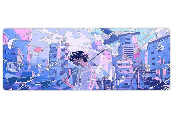 Silent Rain in Tokyo Gaming oyuncu Mousepad Kaydırmaz Kauçuk Dikişli Kenar 90x40 cm Mousepad