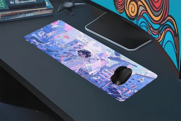 Silent Rain in Tokyo Gaming oyuncu Mousepad Kaydırmaz Kauçuk Dikişli Kenar 90x40 cm Mousepad