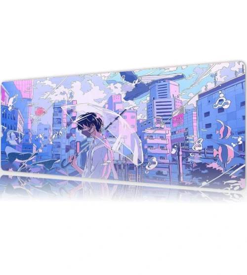 Silent Rain in Tokyo Gaming oyuncu Mousepad Kaydırmaz Kauçuk Dikişli Kenar 80x30 cm Mousepad
