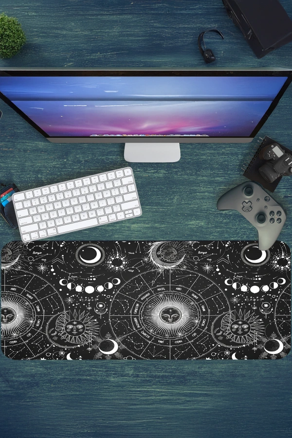 Celestial Map Gaming oyuncu Mousepad Kaydırmaz Kauçuk Dikişli Kenar 70x30m Mousepad