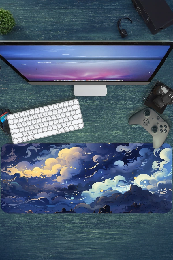 Celestial Night Gaming oyuncu Mousepad Kaydırmaz Kauçuk Dikişli Kenar 70x30 cm Mousepad