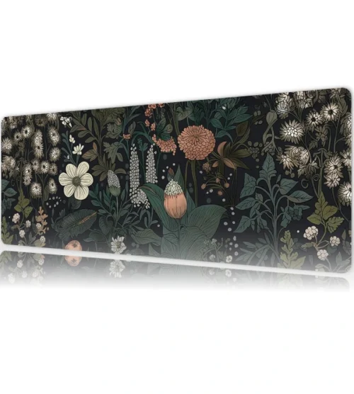 cicekler5 Midnight Garden Gaming oyuncu Mousepad Kaydırmaz Kauçuk Dikişli Kenar 80x30 cm Mousepad