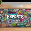 Glitch Mode Gaming oyuncu Mousepad Kaydırmaz Kauçuk Dikişli Kenar 70x30 cm Mousepad