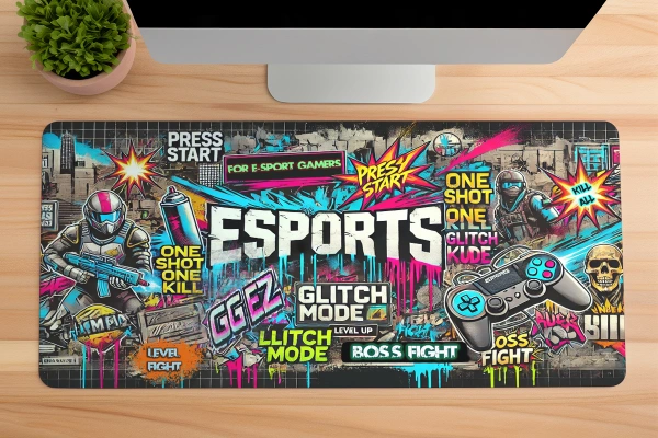 Glitch Mode Gaming oyuncu Mousepad Kaydırmaz Kauçuk Dikişli Kenar 70x30 cm Mousepad