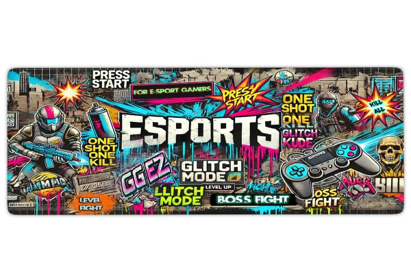 Glitch Mode Gaming oyuncu Mousepad Kaydırmaz Kauçuk Dikişli Kenar 70x30 cm Mousepad