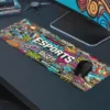 Glitch Mode Gaming oyuncu Mousepad Kaydırmaz Kauçuk Dikişli Kenar 70x30 cm Mousepad