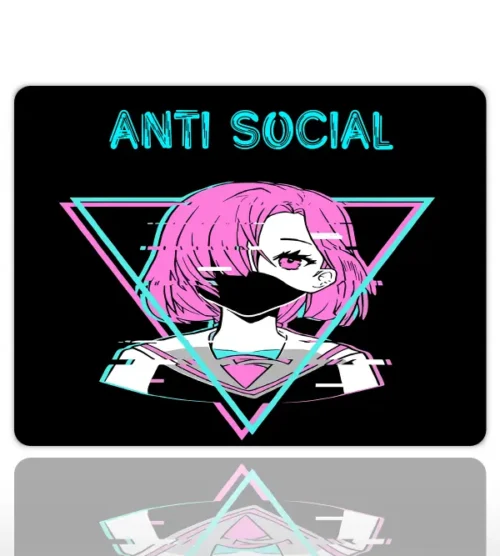 Anti Social Gaming oyuncu Mouse pad Kaydırmaz Kauçuk Dikişli Kenar 40X30 Mm Dikişli Premium Model